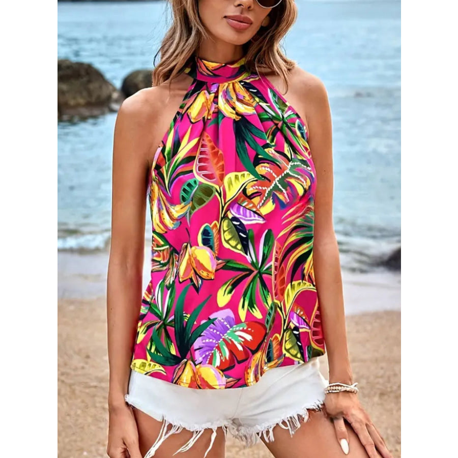 Tropical Print Halter Neck Cami Apparel and Accessories