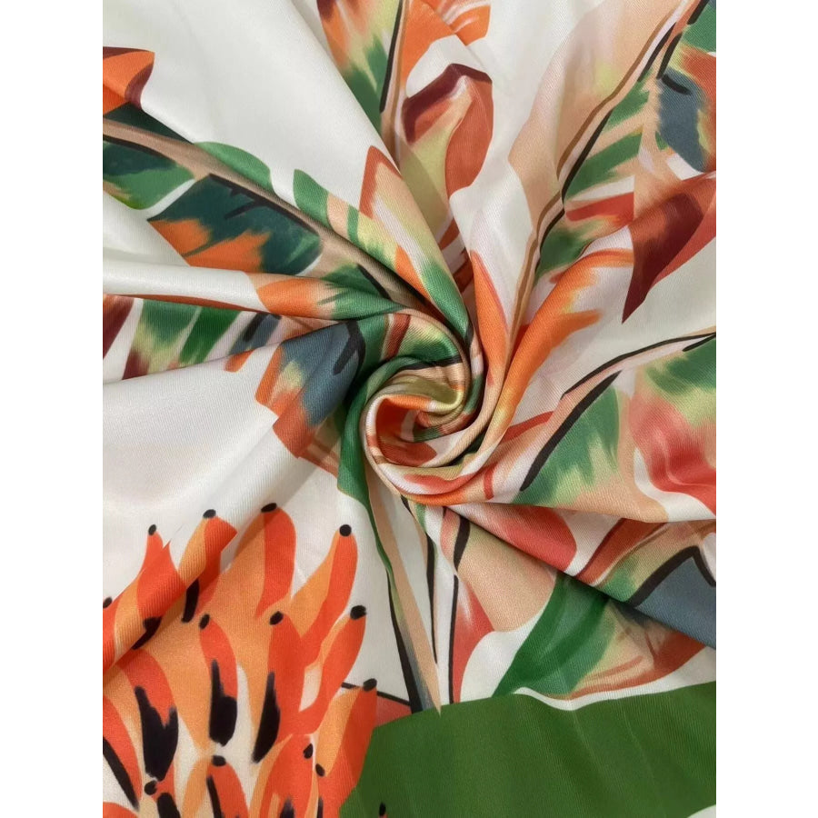 Tropical Print One-Shoulder Cut-Out Maxi Dress Apparel and Accessories
