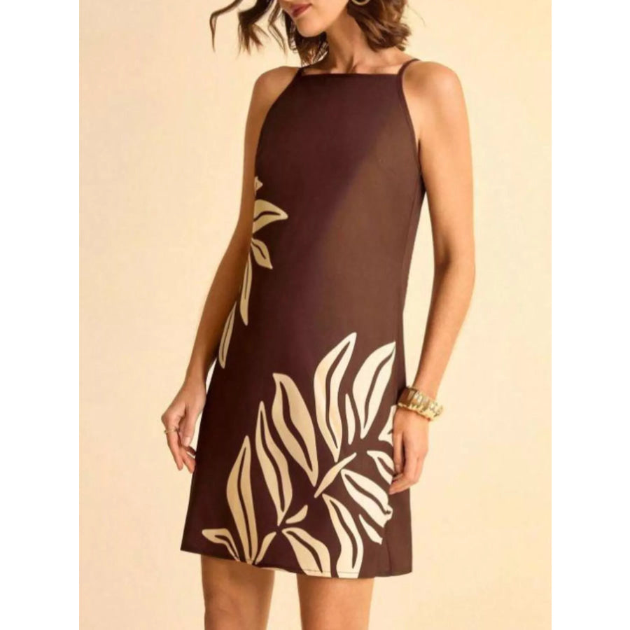 Tropical Print Sleeveless Mini Dress Apparel and Accessories