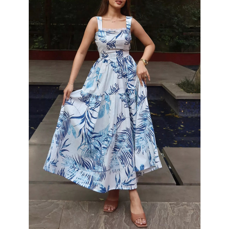 Tropical Print Tiered Maxi Dress Apparel and Accessories