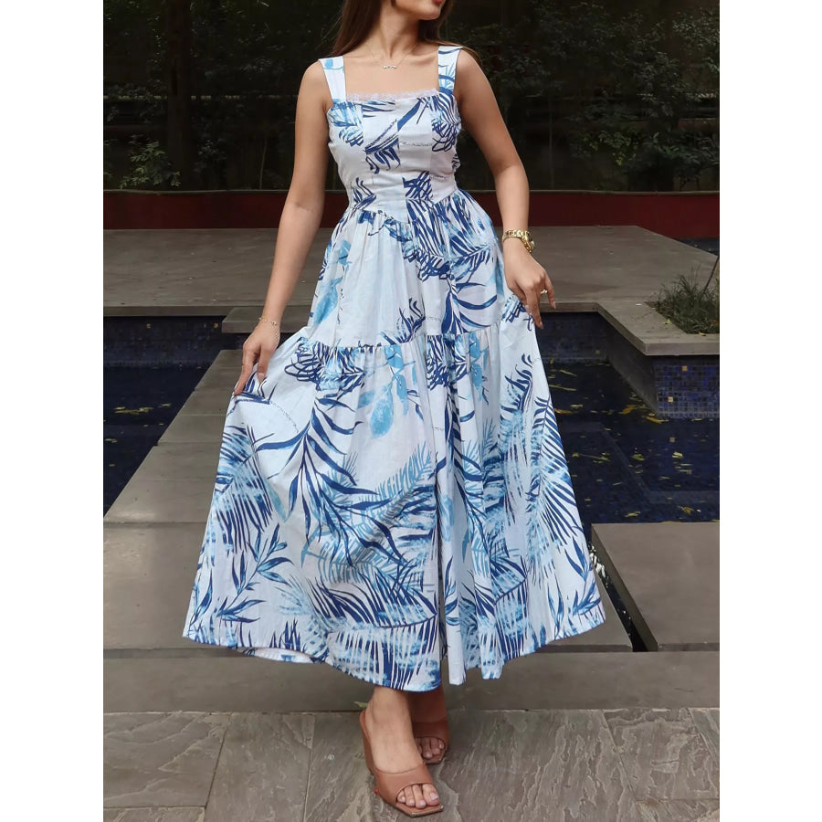 Tropical Print Tiered Maxi Dress Apparel and Accessories