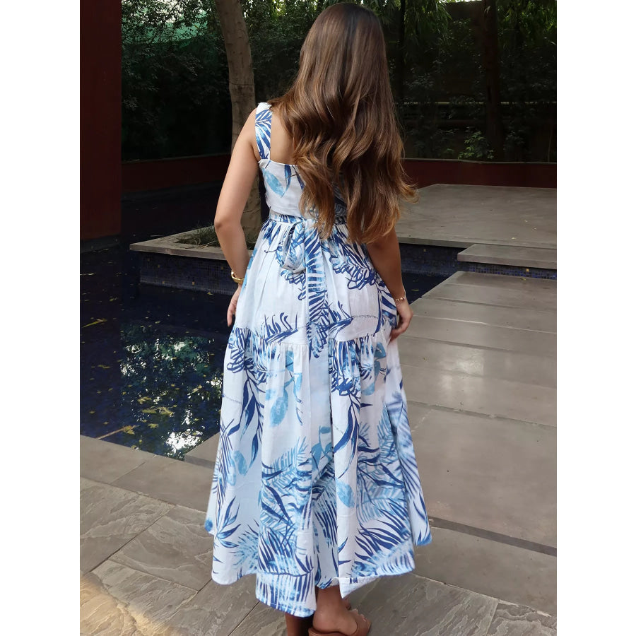 Tropical Print Tiered Maxi Dress Apparel and Accessories