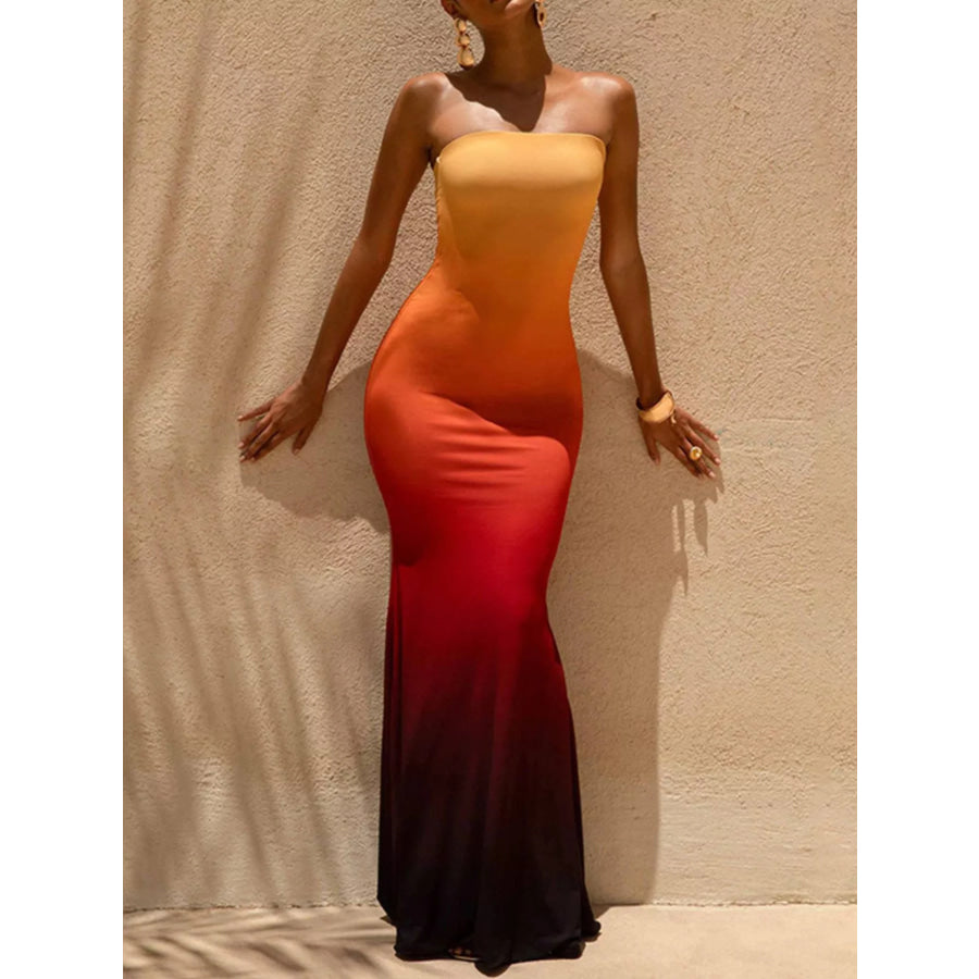 Tube Bodycon Maxi Dress Gradient Color / S Apparel and Accessories
