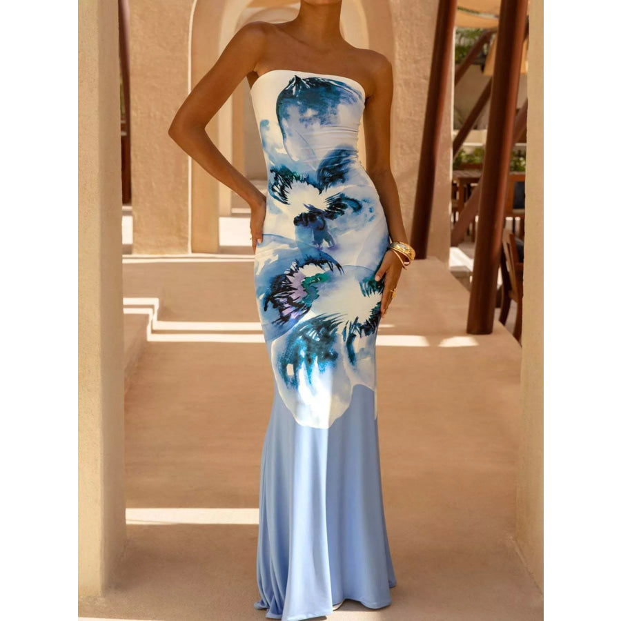 Tube Bodycon Maxi Dress Light Blue / S Apparel and Accessories