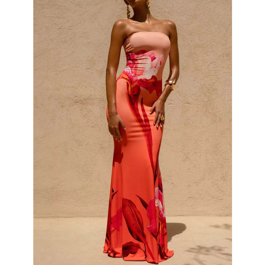 Tube Bodycon Maxi Dress Orange / S Apparel and Accessories