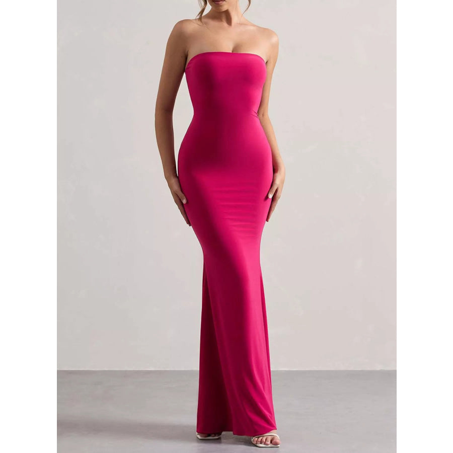 Tube Bodycon Maxi Dress Pure Red / S Apparel and Accessories