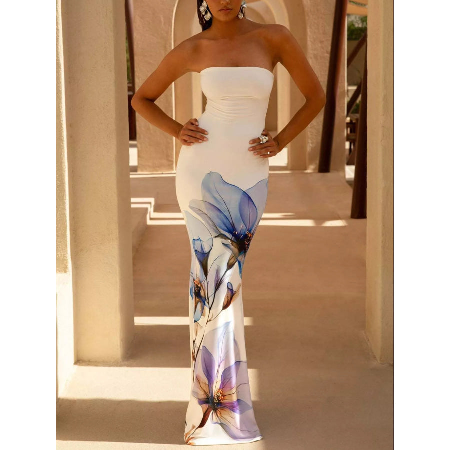 Tube Bodycon Maxi Dress White / S Apparel and Accessories