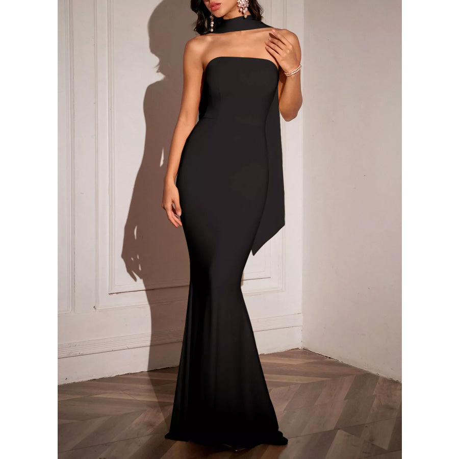 Tube Mermaid Maxi Dress with Scarf Detail Apparel and Accessories