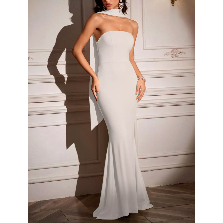 Tube Mermaid Maxi Dress with Scarf Detail Apparel and Accessories