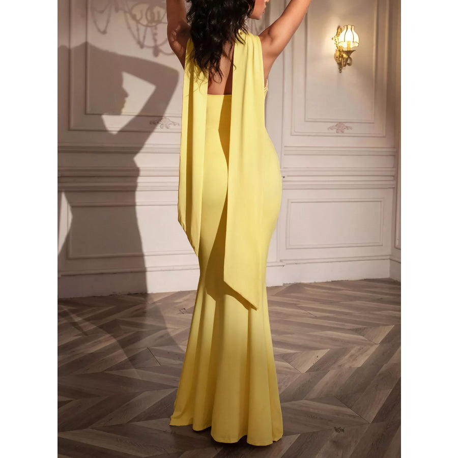 Tube Mermaid Maxi Dress with Scarf Detail Apparel and Accessories