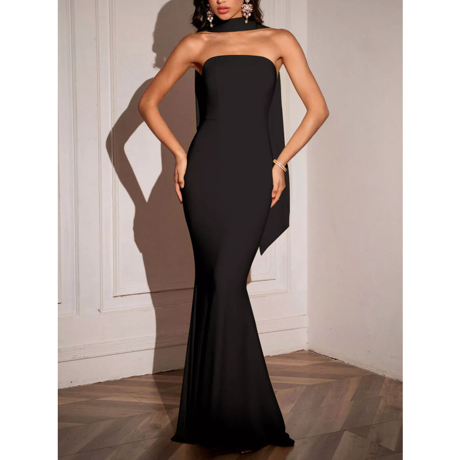 Tube Mermaid Maxi Dress with Scarf Detail Apparel and Accessories