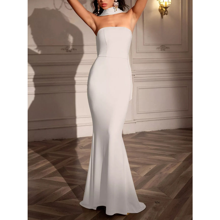 Tube Mermaid Maxi Dress with Scarf Detail Apparel and Accessories