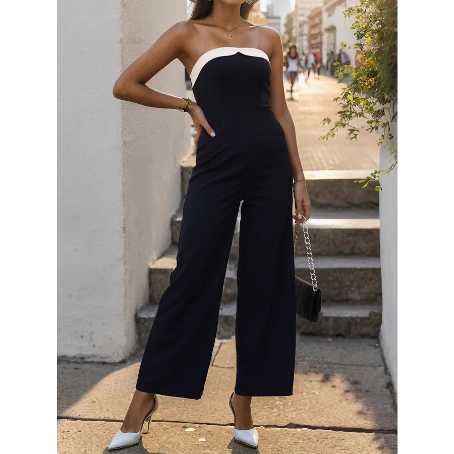 Tube Sleeveless Wide Leg Jumpsuit Apparel and Accessories