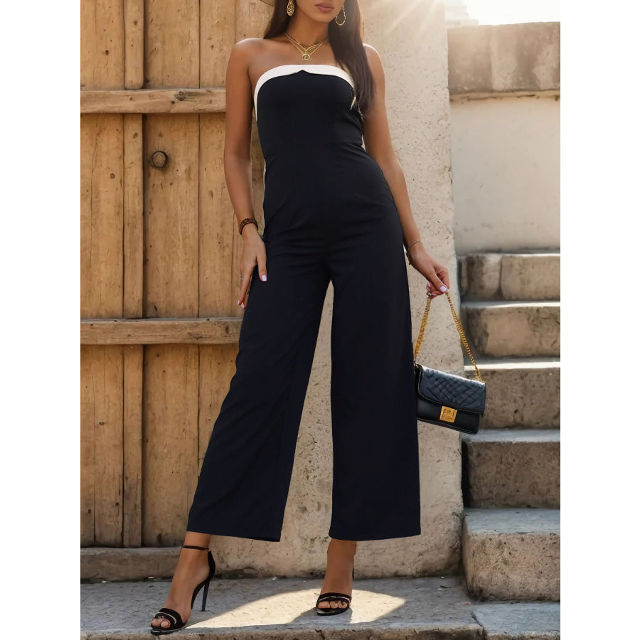 Tube Sleeveless Wide Leg Jumpsuit Black / S Apparel and Accessories