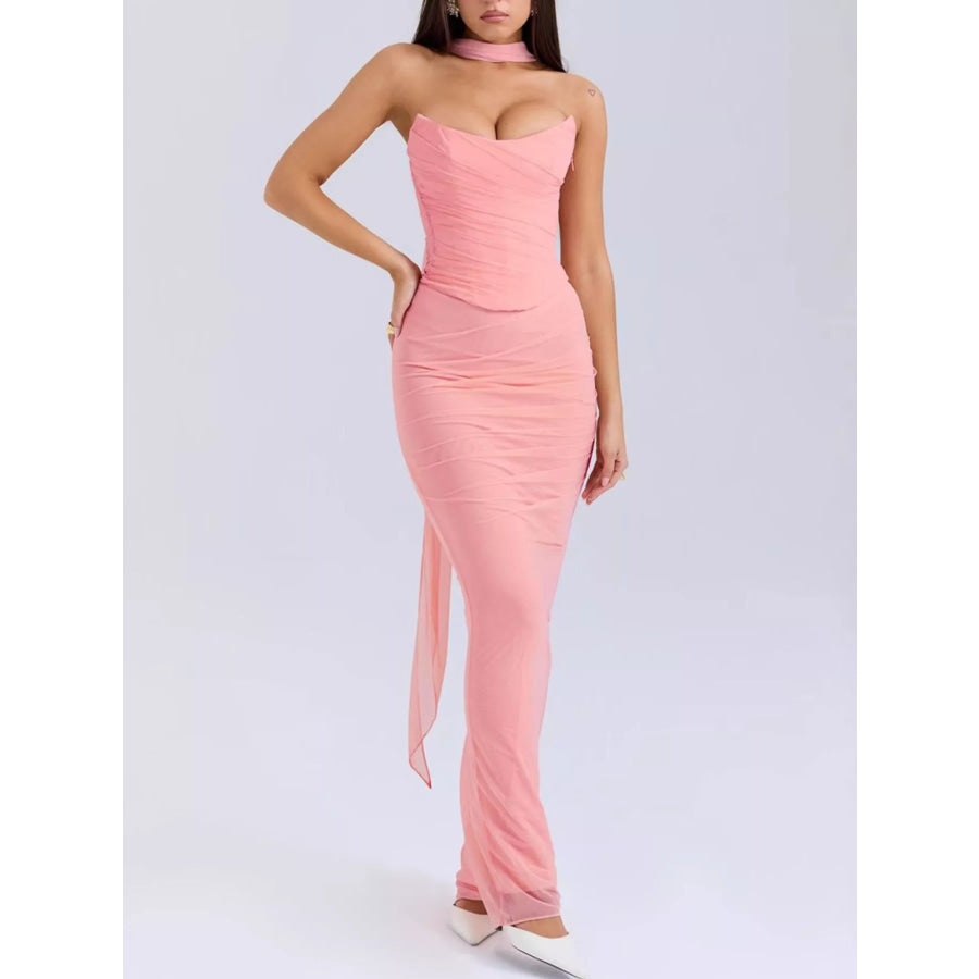 Tube Top and Maxi Skirt Set Pink / XS Apparel and Accessories