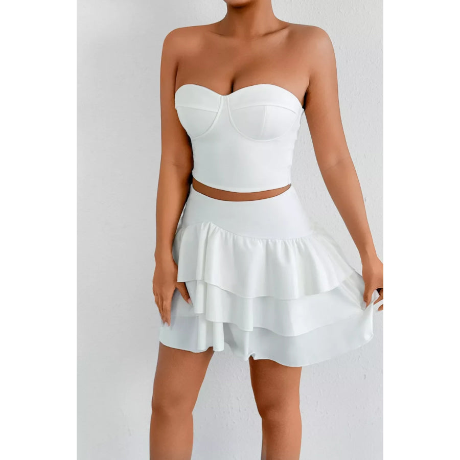 Tube Top and Ruffle Layered Skirt Set Apparel and Accessories