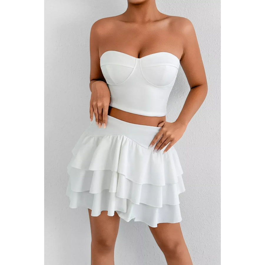 Tube Top and Ruffle Layered Skirt Set Apparel and Accessories