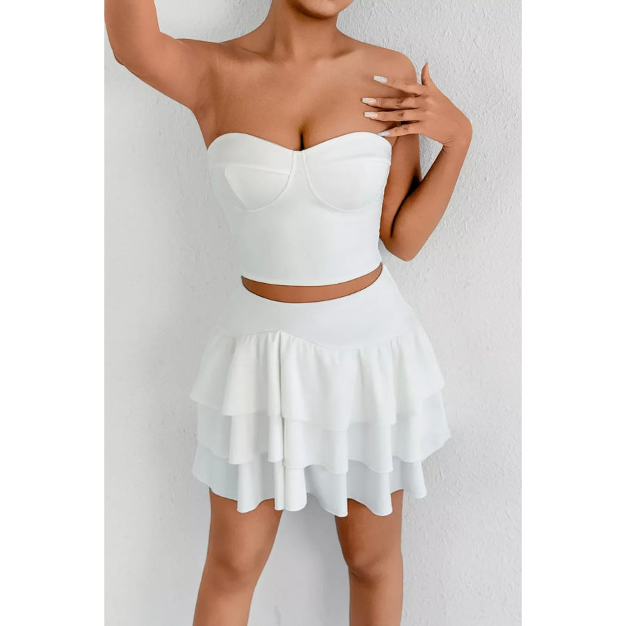 Tube Top and Ruffle Layered Skirt Set Apparel and Accessories