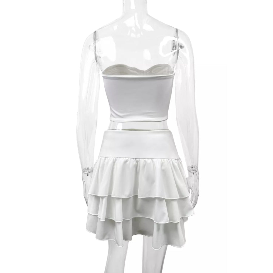 Tube Top and Ruffle Layered Skirt Set Apparel and Accessories