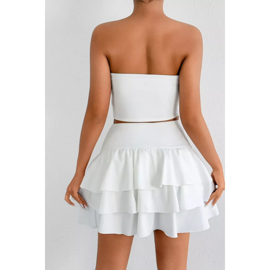 Tube Top and Ruffle Layered Skirt Set Apparel and Accessories