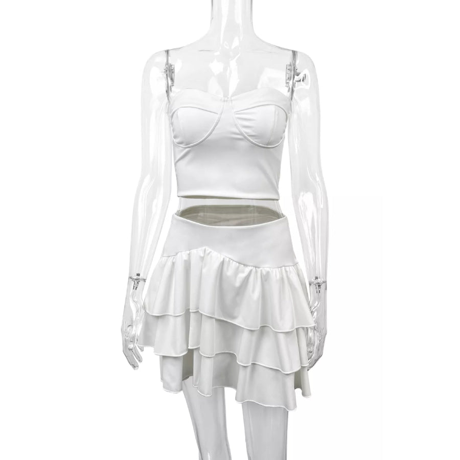 Tube Top and Ruffle Layered Skirt Set Apparel and Accessories