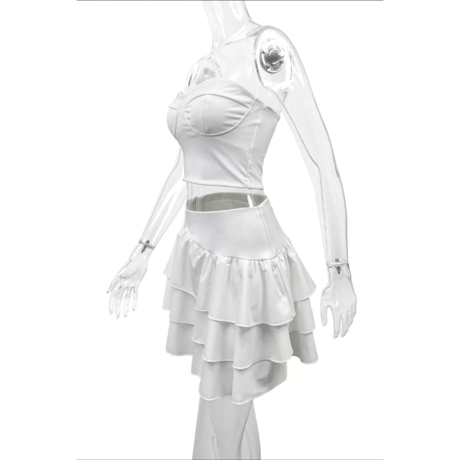 Tube Top and Ruffle Layered Skirt Set Apparel and Accessories