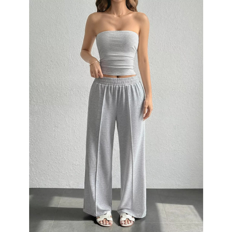 Tube Top and Wide Leg Pants Set Apparel and Accessories