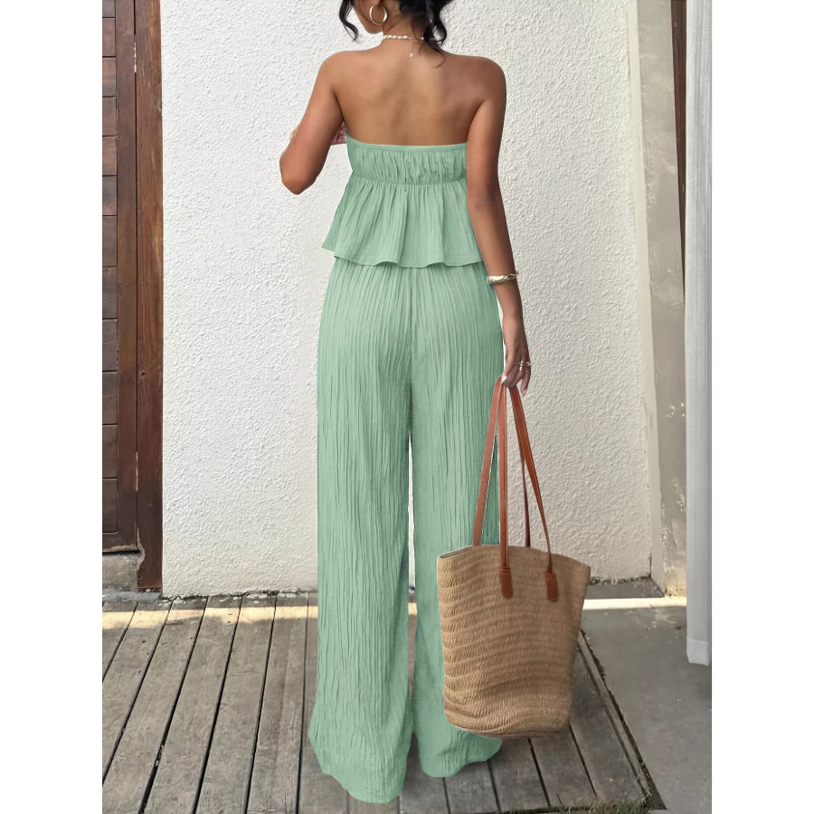 Tube Top and Wide-Leg Pants Set Apparel and Accessories