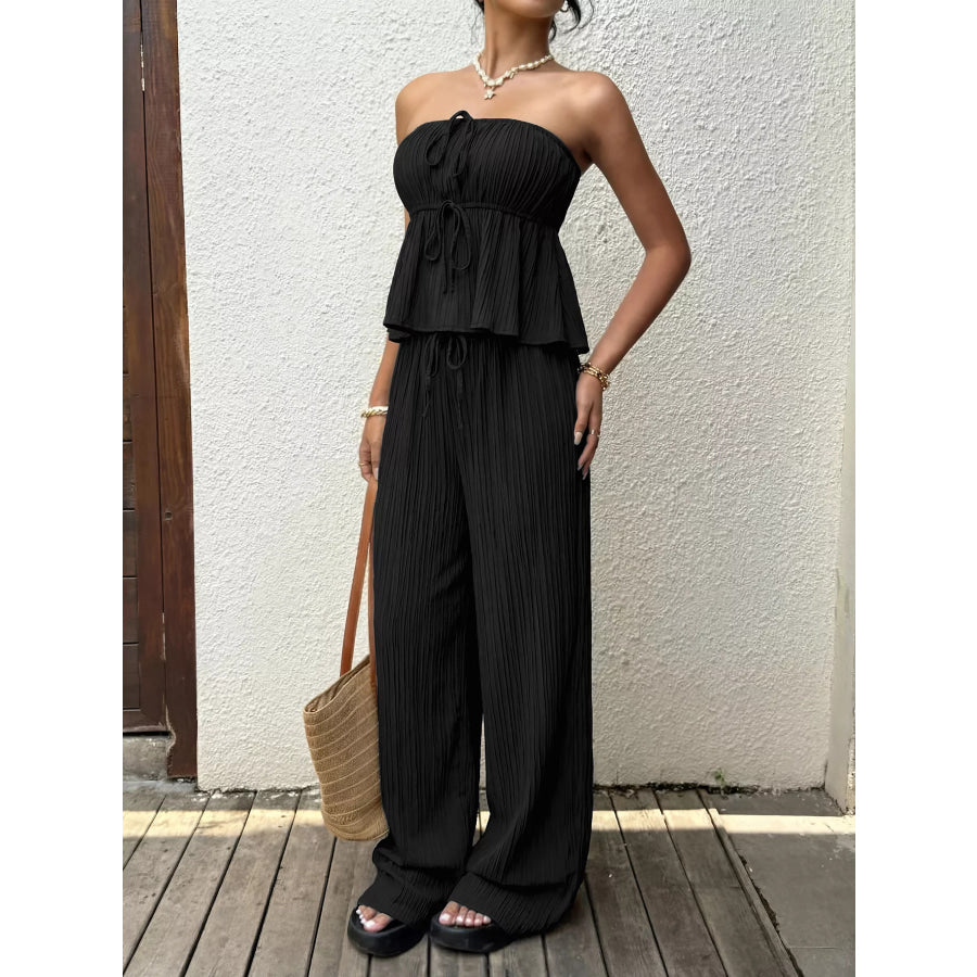 Tube Top and Wide-Leg Pants Set Apparel and Accessories