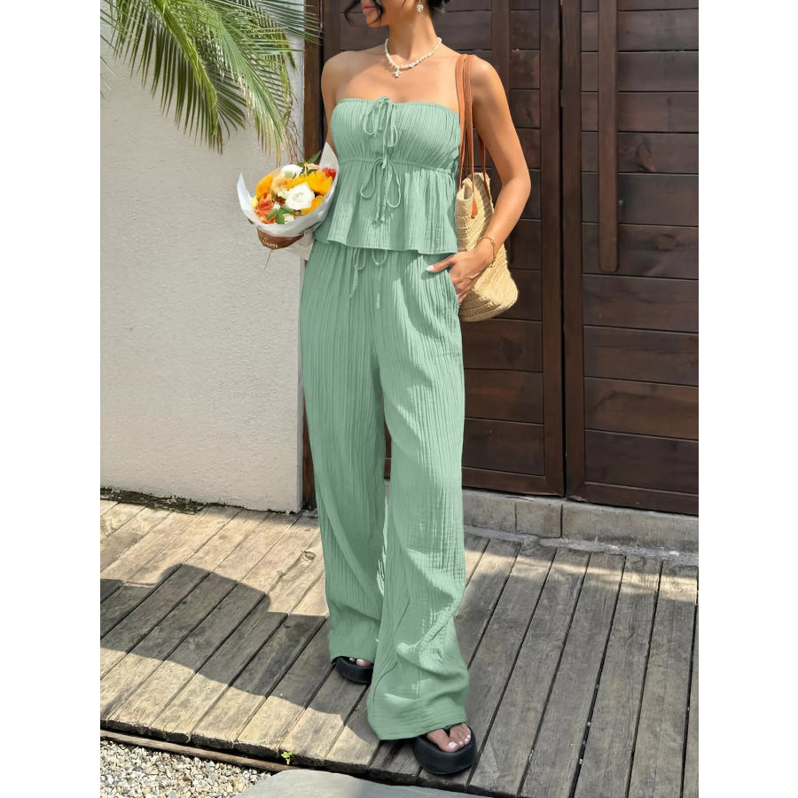 Tube Top and Wide-Leg Pants Set Apparel and Accessories