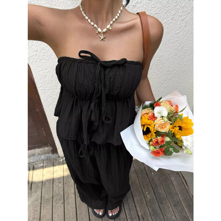 Tube Top and Wide-Leg Pants Set Apparel and Accessories