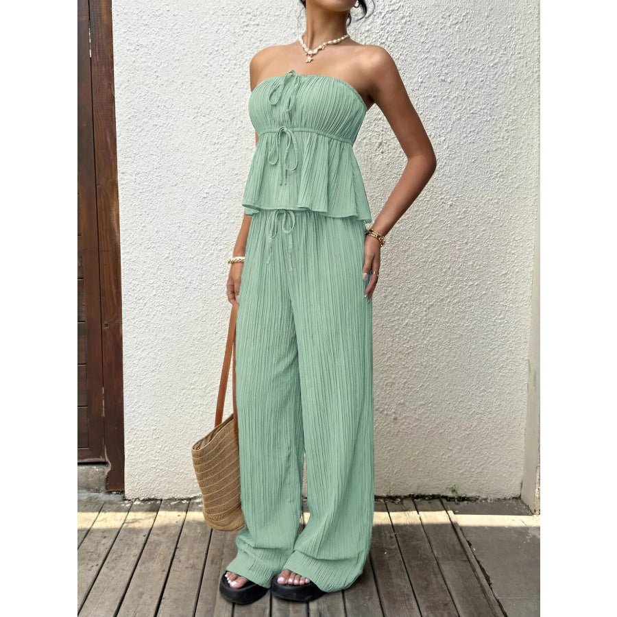 Tube Top and Wide-Leg Pants Set Apparel and Accessories