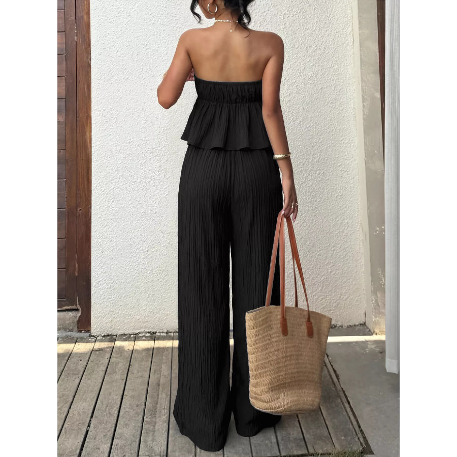 Tube Top and Wide-Leg Pants Set Apparel and Accessories