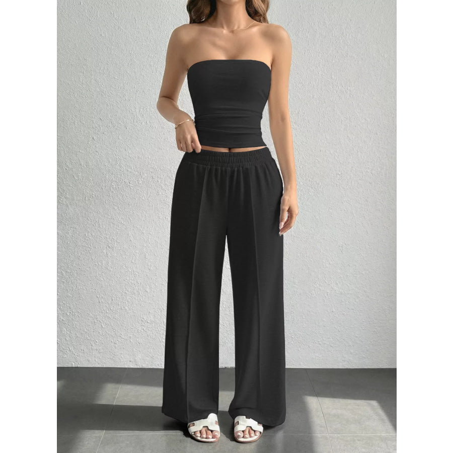 Tube Top and Wide Leg Pants Set Apparel and Accessories