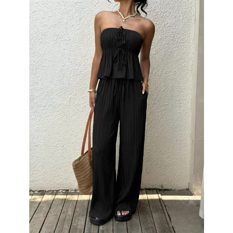 Tube Top and Wide-Leg Pants Set Apparel and Accessories