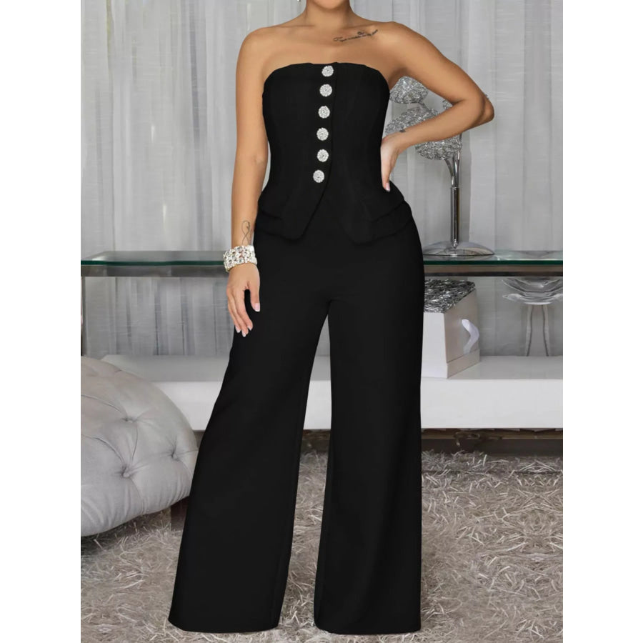 Tube Wide Leg Jumpsuit Black / S Apparel and Accessories