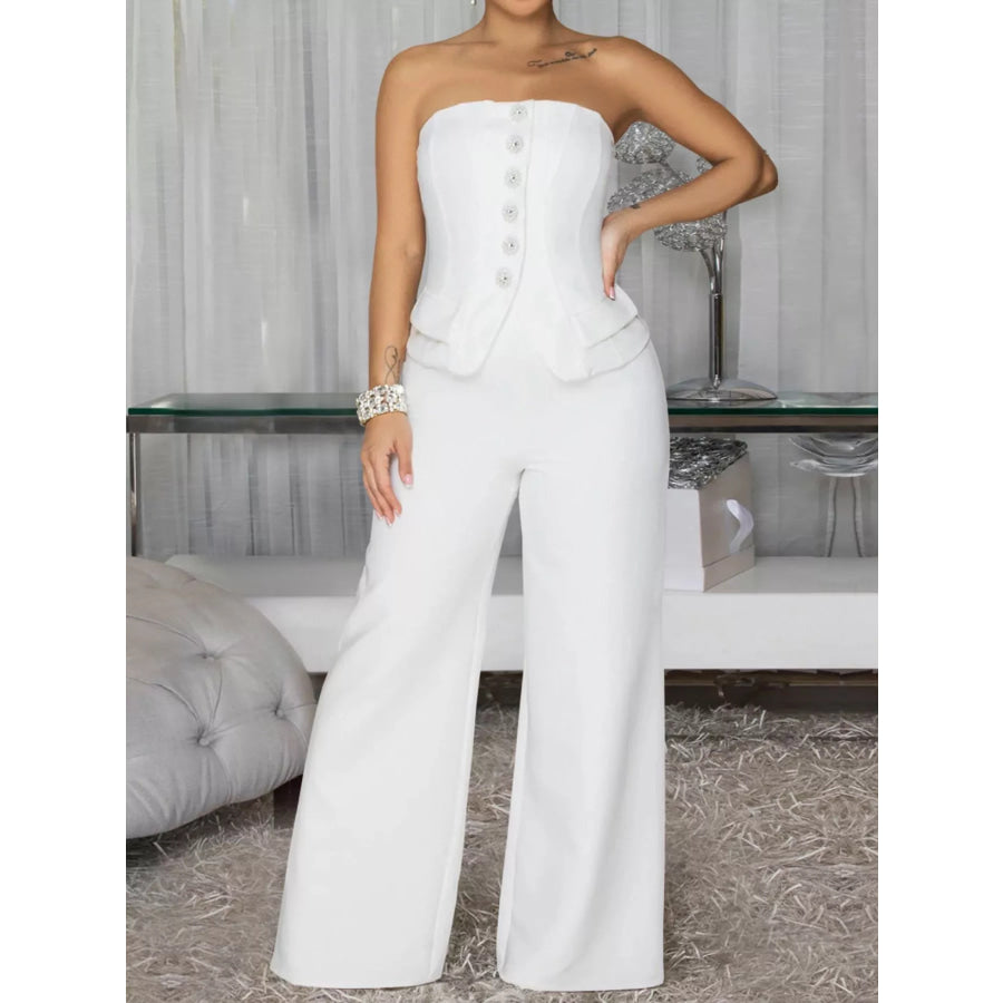 Tube Wide Leg Jumpsuit White / S Apparel and Accessories