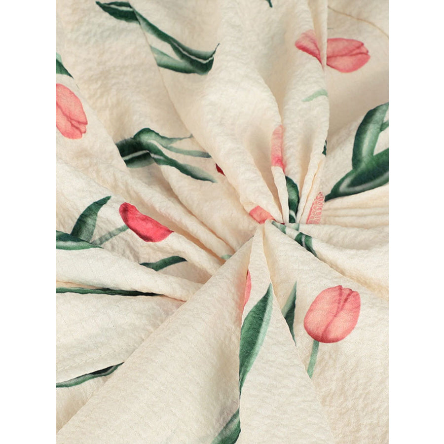 Tulip Print Twist Front Slit Cami Dress Apparel and Accessories