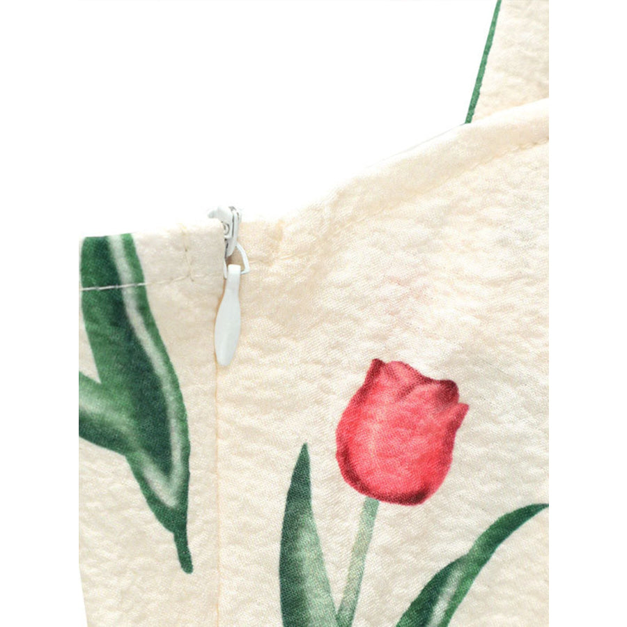 Tulip Print Twist Front Slit Cami Dress Apparel and Accessories
