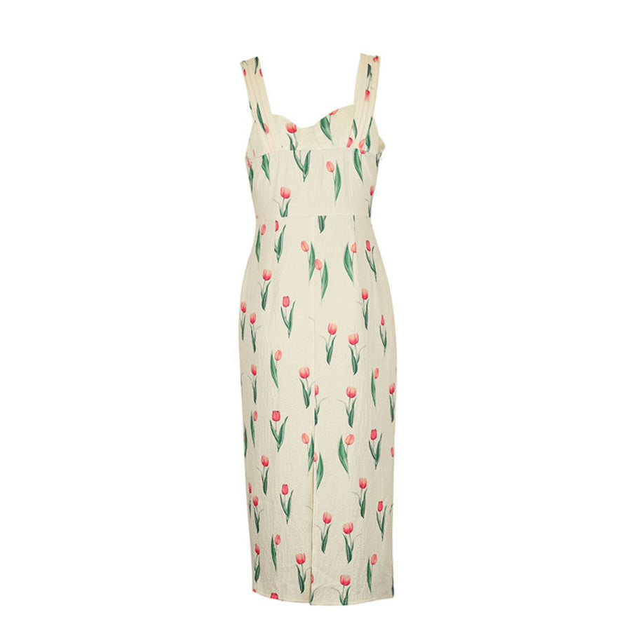 Tulip Print Twist Front Slit Cami Dress Apparel and Accessories