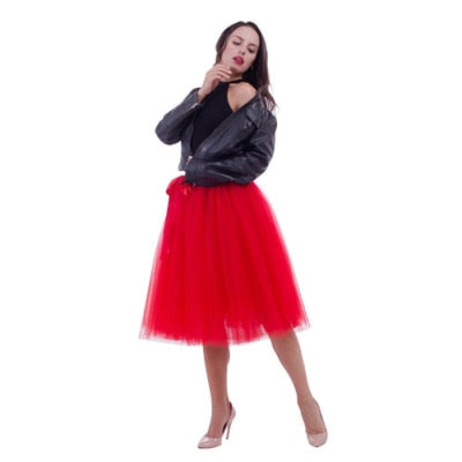 Tulle Midi Skirt - Assorted Colours red Women’s Fashion - Women’s Clothing - Bottoms - Skirts