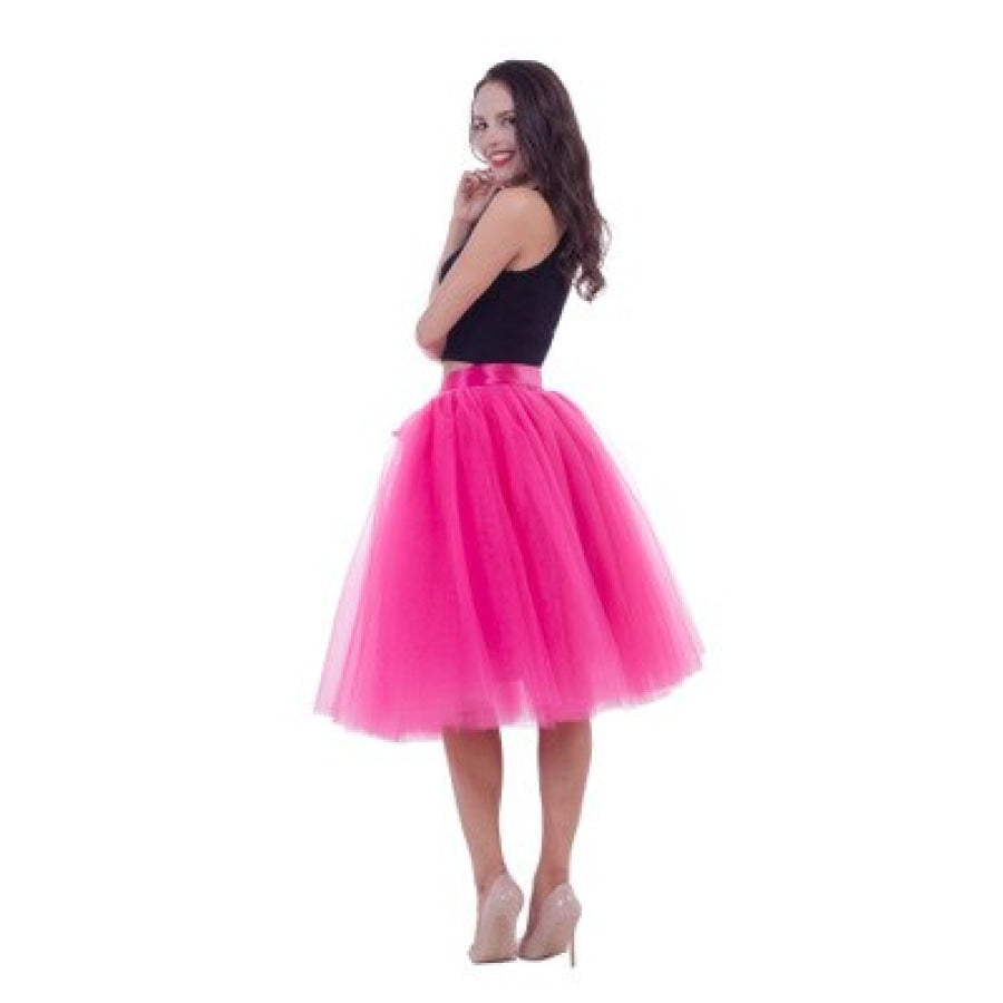 Tulle Midi Skirt - Assorted Colours rose red Women’s Fashion - Women’s Clothing - Bottoms - Skirts