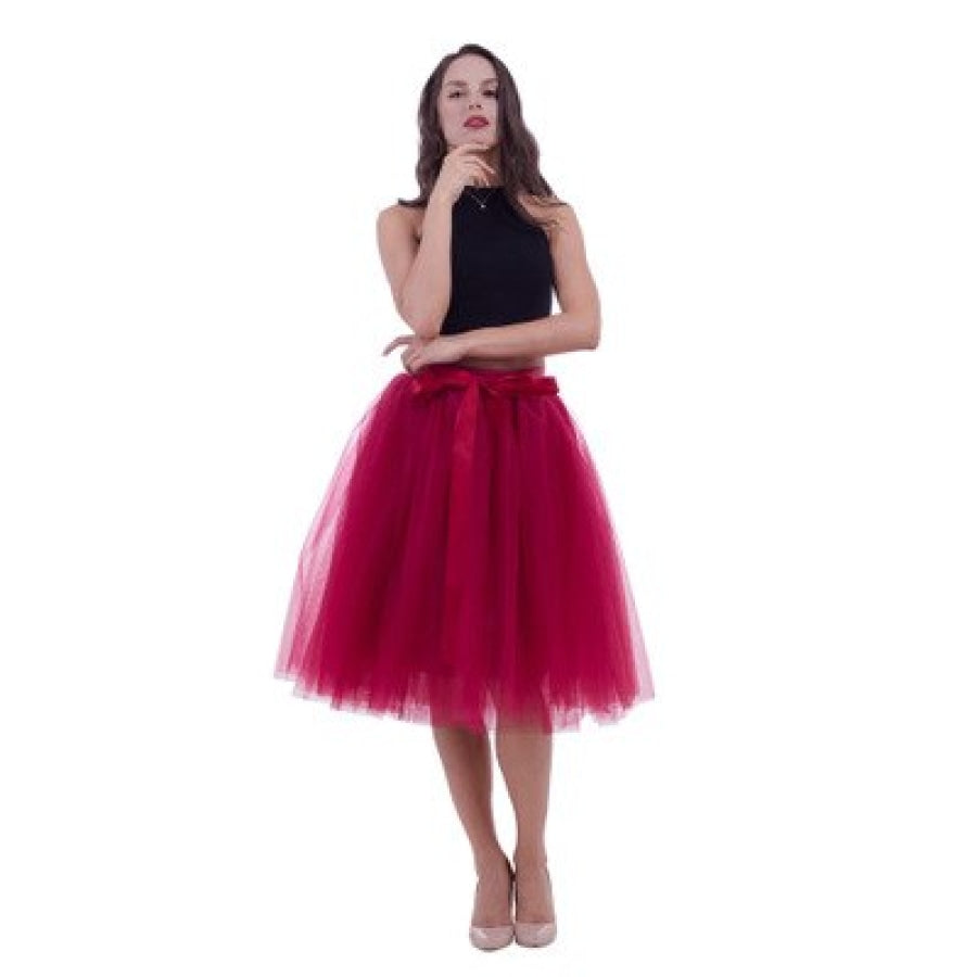 Tulle Midi Skirt - Assorted Colours wine red Women’s Fashion - Women’s Clothing - Bottoms - Skirts