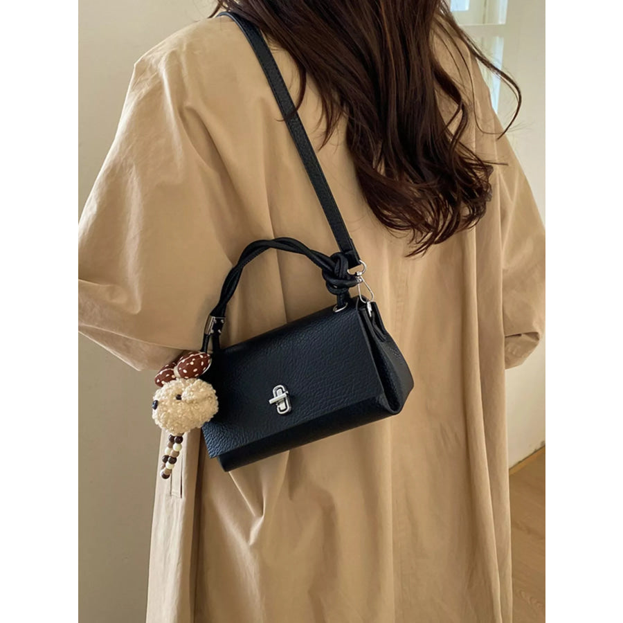 Turn-Lock Leather Crossbody Bag Black / One Size Apparel and Accessories