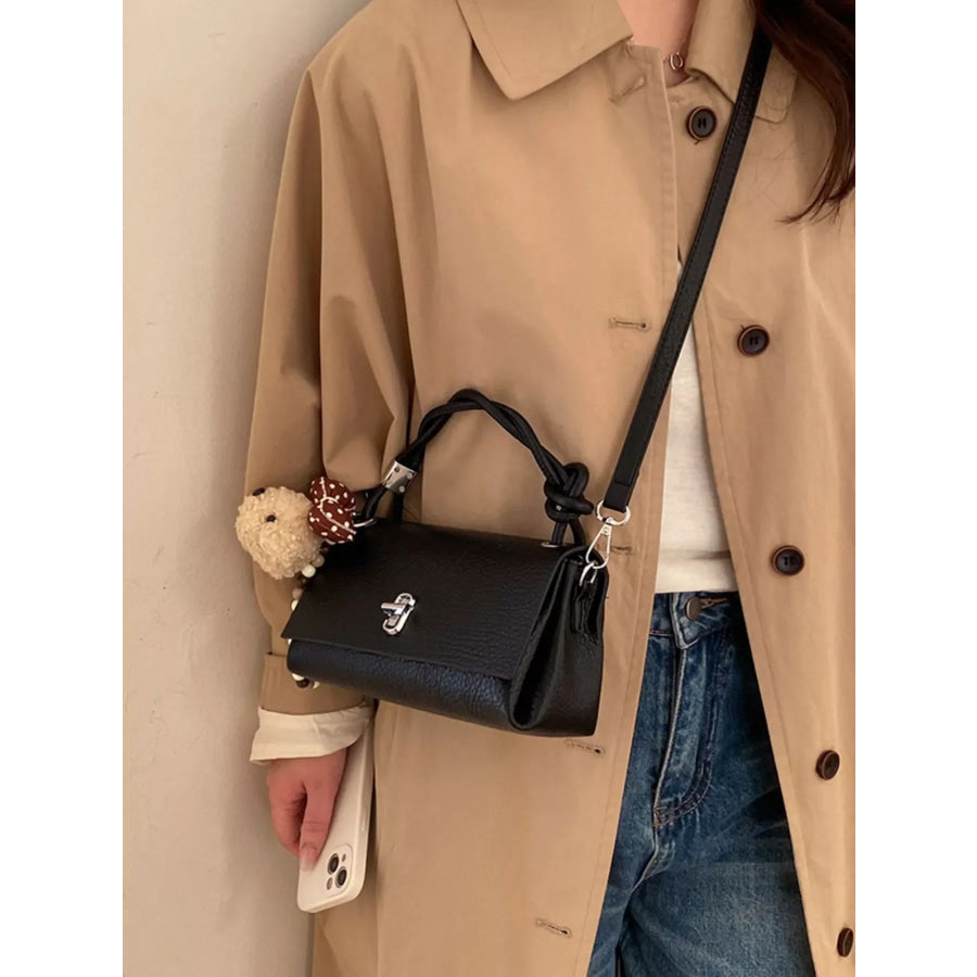 Turn-Lock Leather Crossbody Bag Black / One Size Apparel and Accessories