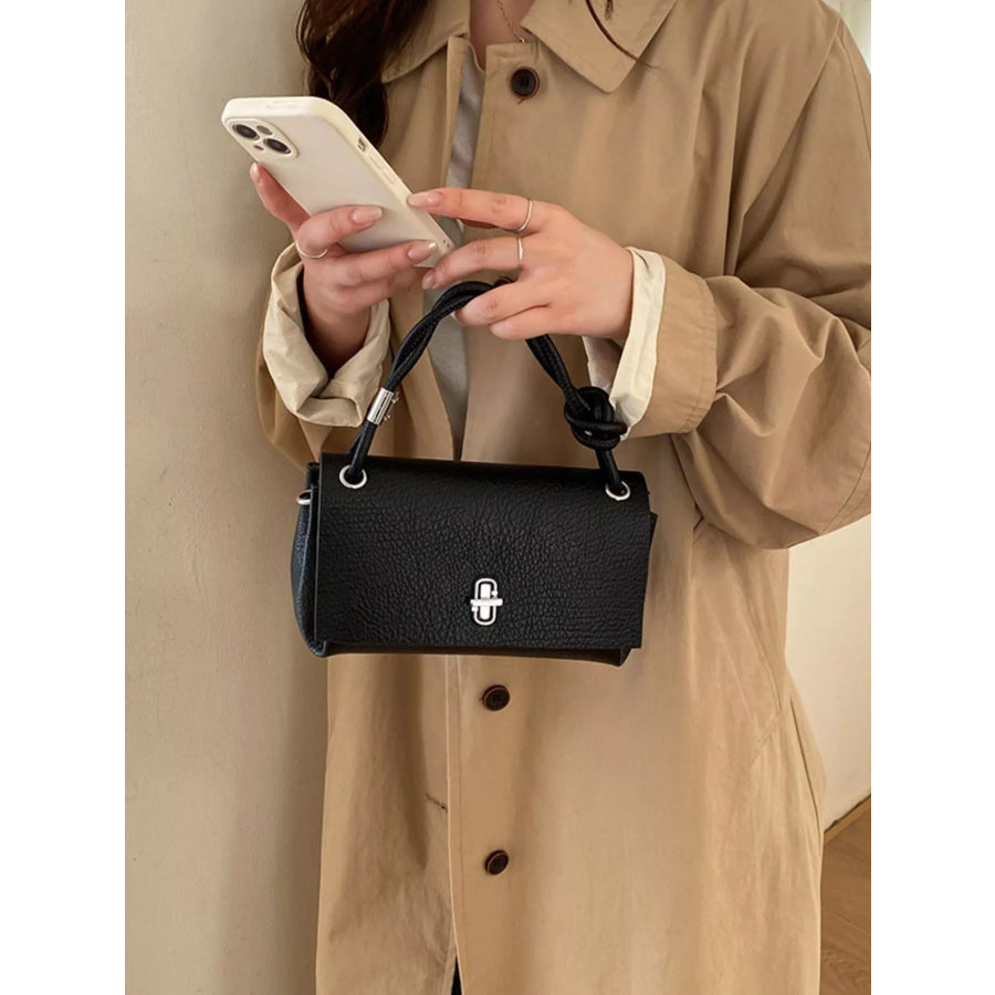 Turn-Lock Leather Crossbody Bag Black / One Size Apparel and Accessories
