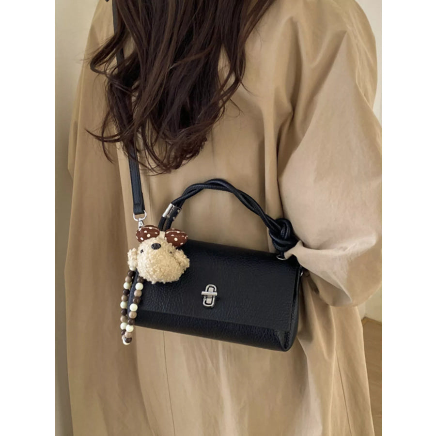 Turn-Lock Leather Crossbody Bag Black / One Size Apparel and Accessories