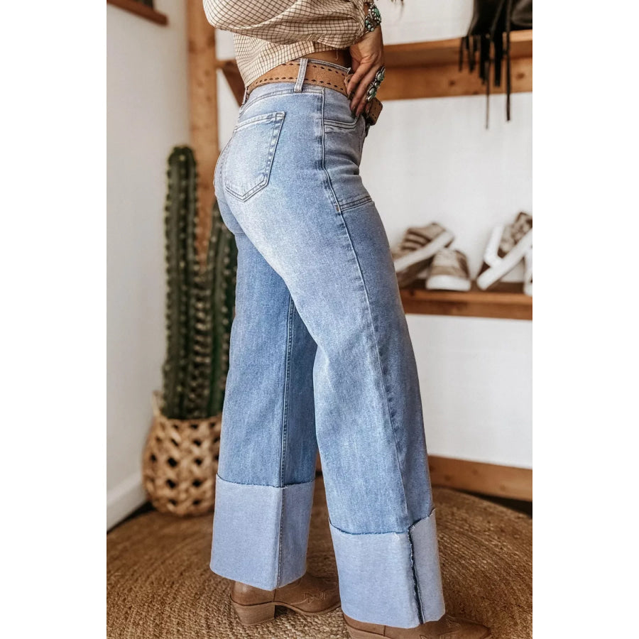 Turn-up Cuffs Loose Jeans Apparel and Accessories