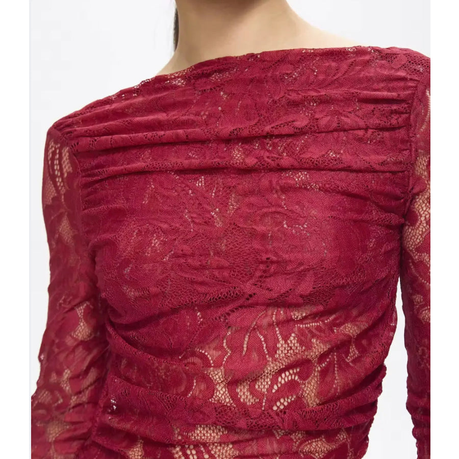 Turo Backless Floral Lace Maxi Dress Red Women’s Fashion - Weddings & Events - Quinceanera Dresses