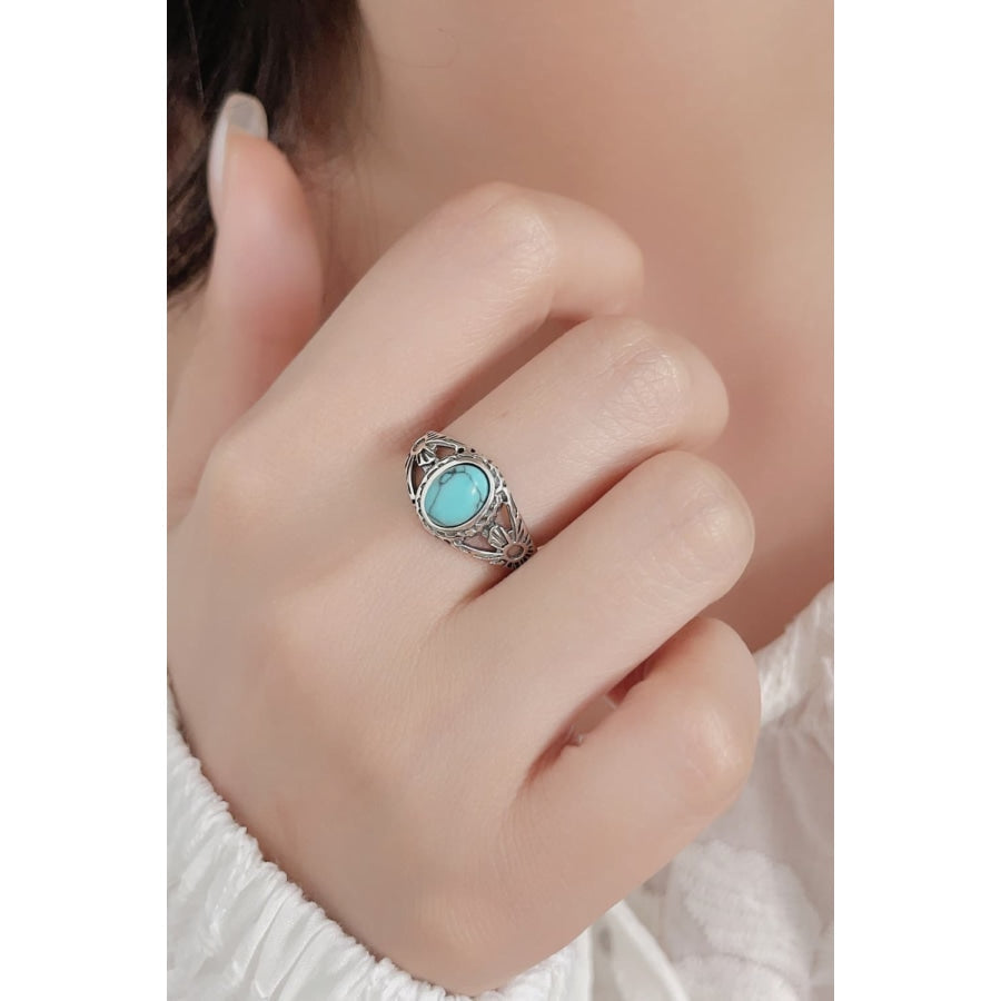 Turquoise 925 Sterling Silver Ring Silver / 5